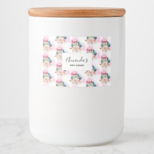 Colourful Macarons and Flowers Watercolor Pattern Food Label