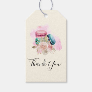 Colourful Macarons and Flowers Watercolor Thank Yo Gift Tags