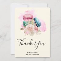 Colourful Macarons and Flowers Watercolor Thank Yo