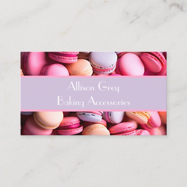 colourful macarons background bakery business card (Front)
