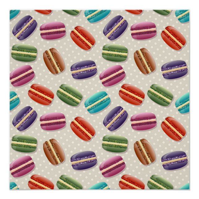 Colourful macarons pattern poster (Front)