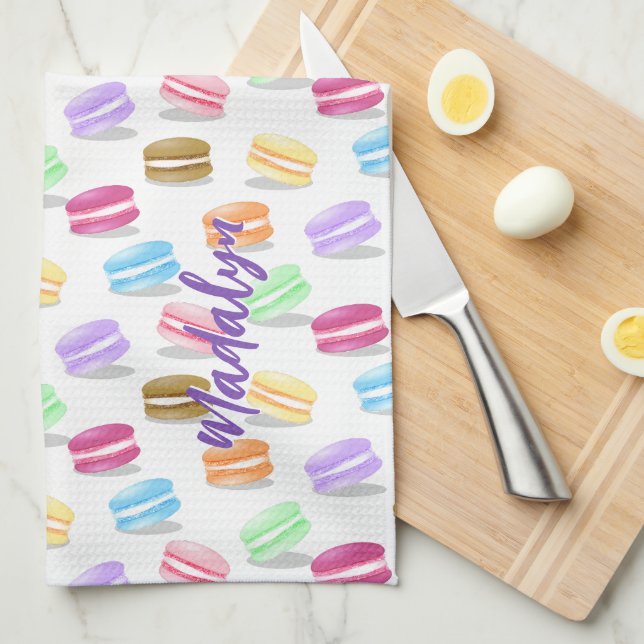 colourful macarons pattern tea towel (Quarter Fold)