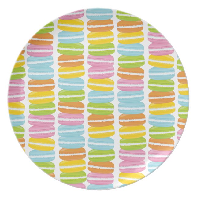 Colourful Macarons Stack Pattern Plate (Front)