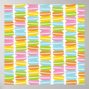 Colourful Macarons Stack Pattern Poster