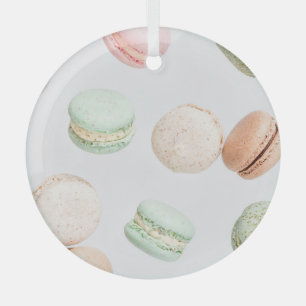 Colourful Macarons: Sweet Falling Pattern. Glass Tree Decoration