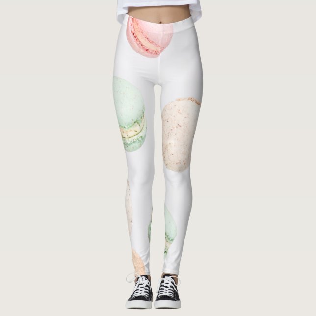 Colourful Macarons: Sweet Falling Pattern. Leggings (Front)
