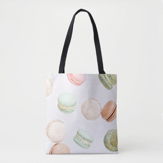Colourful Macarons: Sweet Falling Pattern. Tote Bag (Front)
