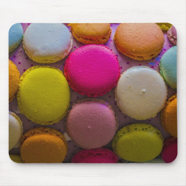 Colourful Macarons Tasty Baked Dessert Mouse Pad (Front)