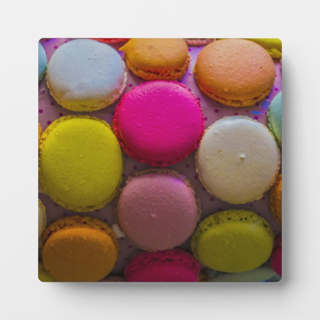 Colourful Macarons Tasty Baked Dessert Plaque (Front)