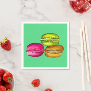 Colourful Macarons watercolor art funky Napkin