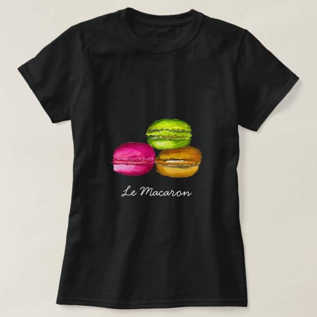 Colourful Macarons watercolor art funky T-Shirt (Design Front)