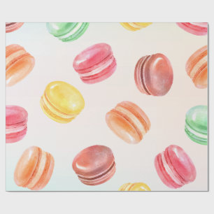 Colourful Macarons Watercolor Art Wrapping Paper
