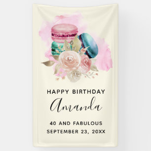 Colourful Macarons Watercolor Happy Birthday Banne Banner