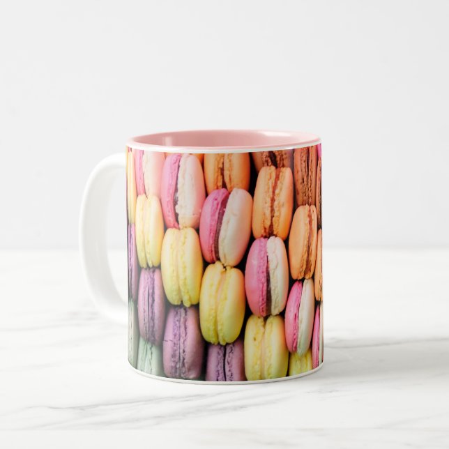 Colourful Macaroons Two-Tone Coffee Mug (Front Left)