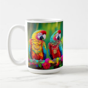 Colourful Macaw Birds On The Branch-67859 Coffee Mug