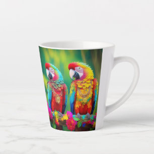 Colourful Macaw Birds On The Branch-67859 Latte Mug