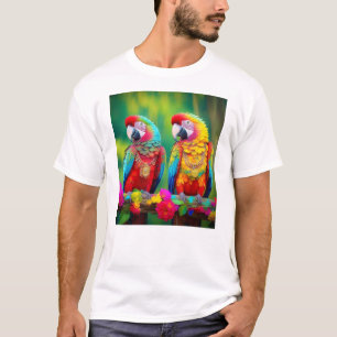 Colourful Macaw Birds On The Branch-67859 T-Shirt