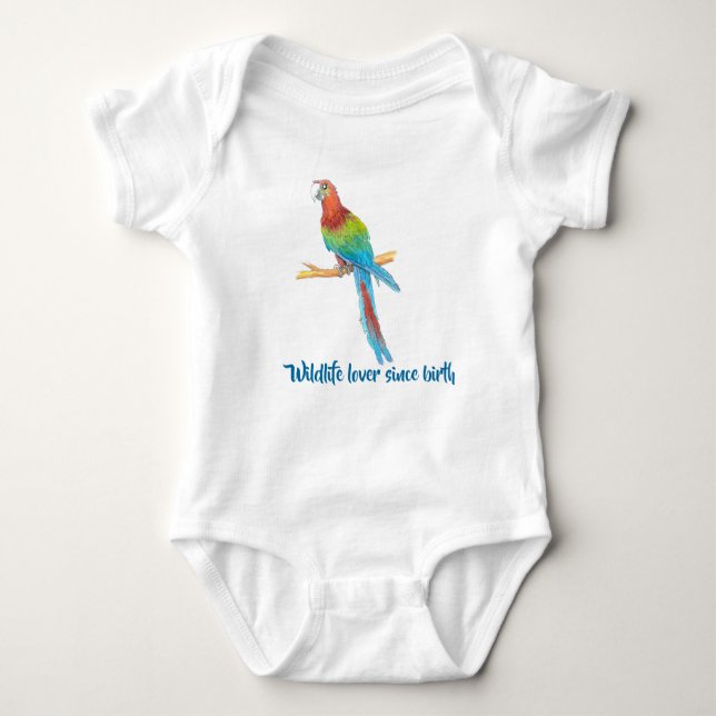 Colourful Macaw Parrot Baby Bodysuit (Front)
