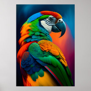 Colourful Macaw Parrot Bird Painting Poster