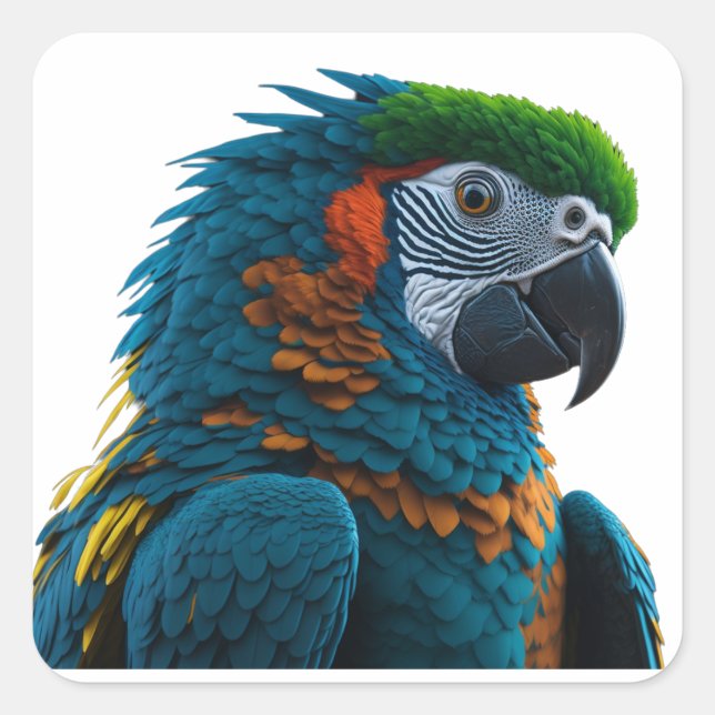 Colourful Macaw Parrot Square Sticker (Front)