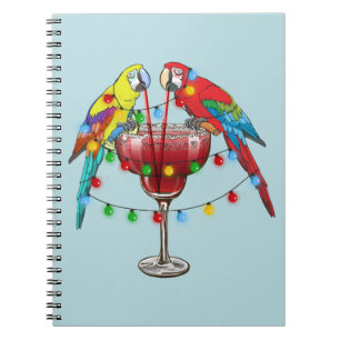 Colourful Macaw Parrots Drinking Red Wine Notebook