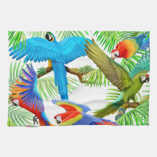 Colourful Macaw Parrots Kitchen Towel