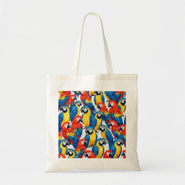Colourful Macaw Parrots Tropical Bird Pattern Tote Bag (Front)