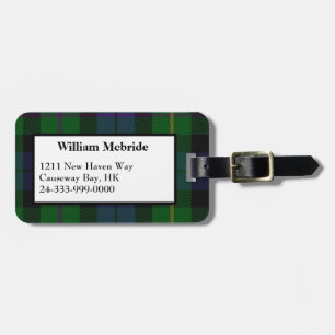 Colourful MacBride Tartan Plaid Luggage Tag