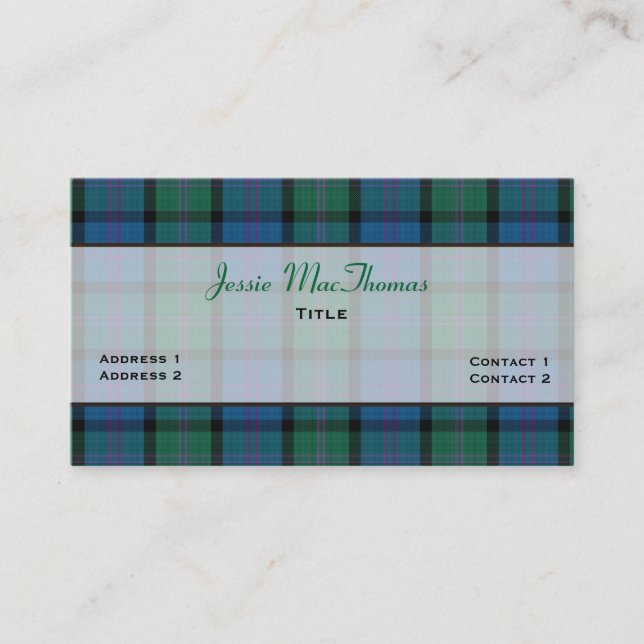 Colourful MacThomas Family Tartan Plaid Custom Business Card (Front)