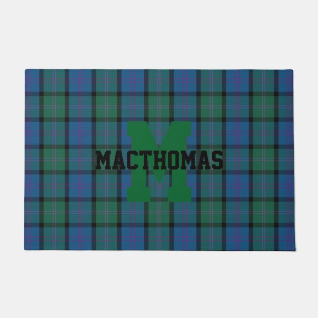 Colourful MacThomas Plaid Monogrammed Door Mat (Front)