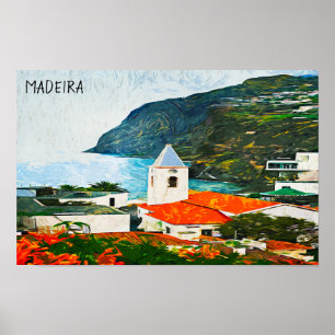 Colourful Madeira Funchal Oil Paint Poster