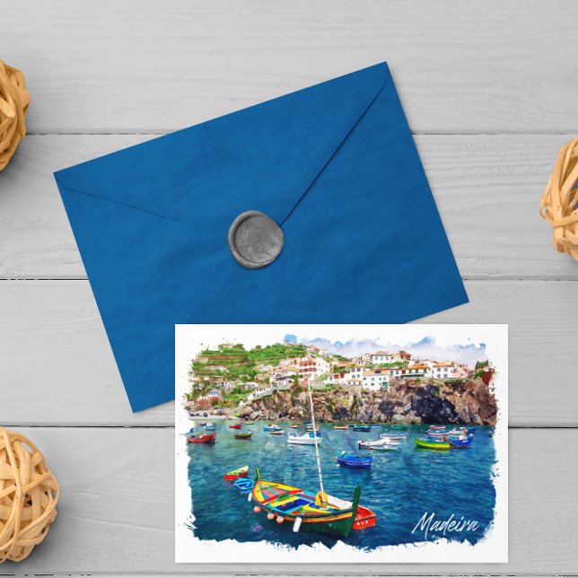 Colourful Madeira Portugal Vintage Travel  Postcard (madeira portugal vintage travel postcard)