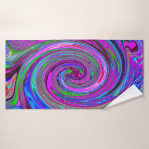 Colourful Magenta Swirl Retro Abstract Design Bath Towel Set