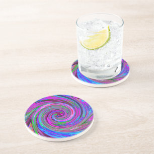 Colourful Magenta Swirl Retro Abstract Design Coaster
