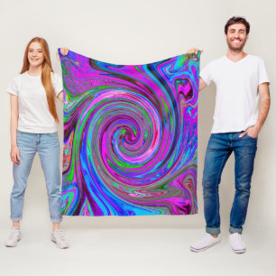 Colourful Magenta Swirl Retro Abstract Design Fleece Blanket