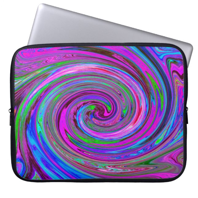 Colourful Magenta Swirl Retro Abstract Design Laptop Sleeve (Front)