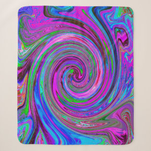 Colourful Magenta Swirl Retro Abstract Design Sherpa Blanket