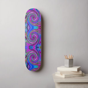 Colourful Magenta Swirl Retro Abstract Design Skateboard