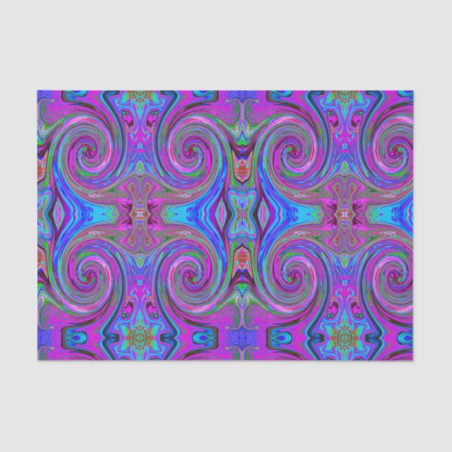Colourful Magenta Swirl Retro Abstract Design Tissue Paper (Front)