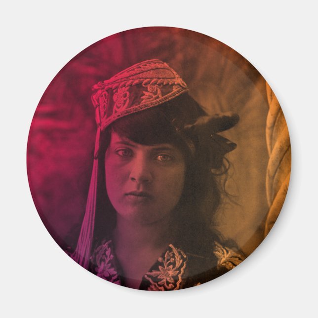 Colourful Maghreb Jewish Tunisian Djerba Girl Magn Magnet (Front)