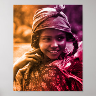 Colourful Maghreb Tunisian Djerba girl woman Poste Poster