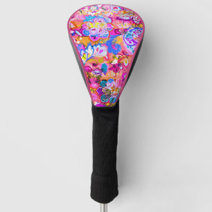 Colourful magic abstract floral golf head cover