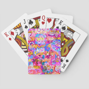 Colourful magic abstract floral playing cards