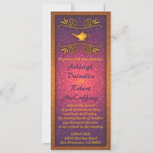 Colourful Magic Lamp Wedding Invitation (Front)