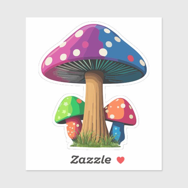 Colourful Magic Mushroom Sticker  (Sheet)