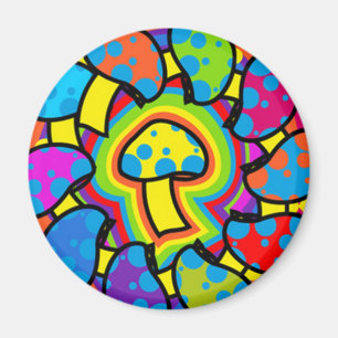 Colourful Magic Mushrooms Magnet