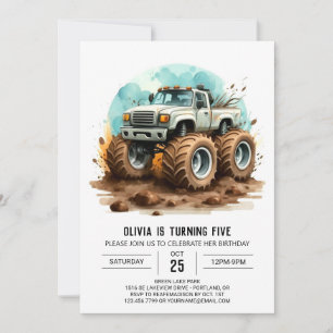 Colourful Magical Kids' Monster Truck Birthday Invitation