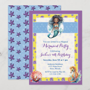 Colourful Magical Mermaid Birthday Party Invitation
