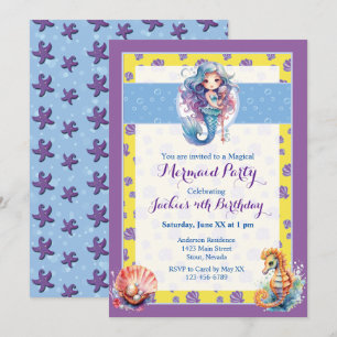 Colourful Magical Mermaid Birthday Party Invitation