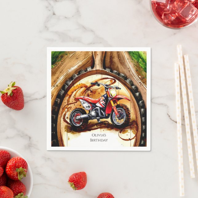 Colourful Magical Motorcycle Birthday Napkin (Insitu)